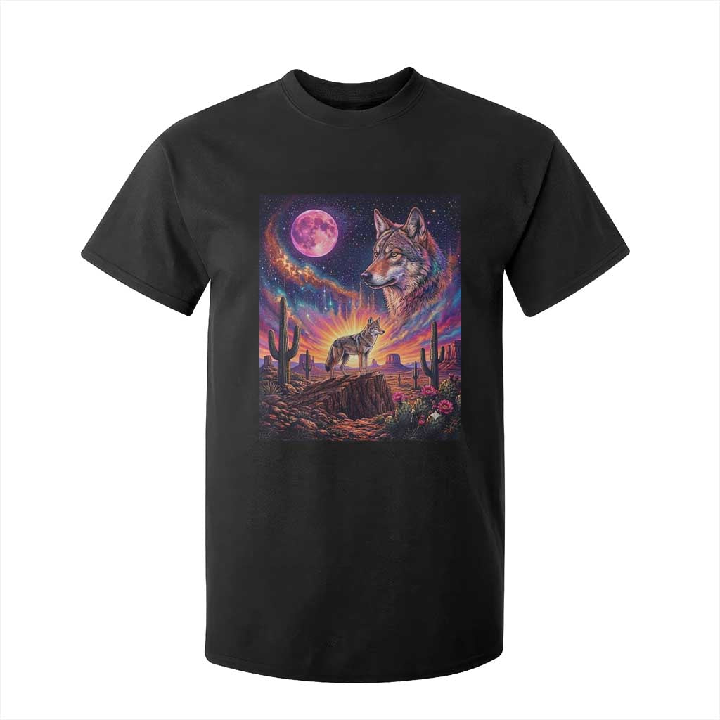Arizona Coyote Vintage Desert Moon Retro Cactus T Shirt For Kid Southwest Wildlife Western Adventure Graphic TS14 Black Print Your Wear