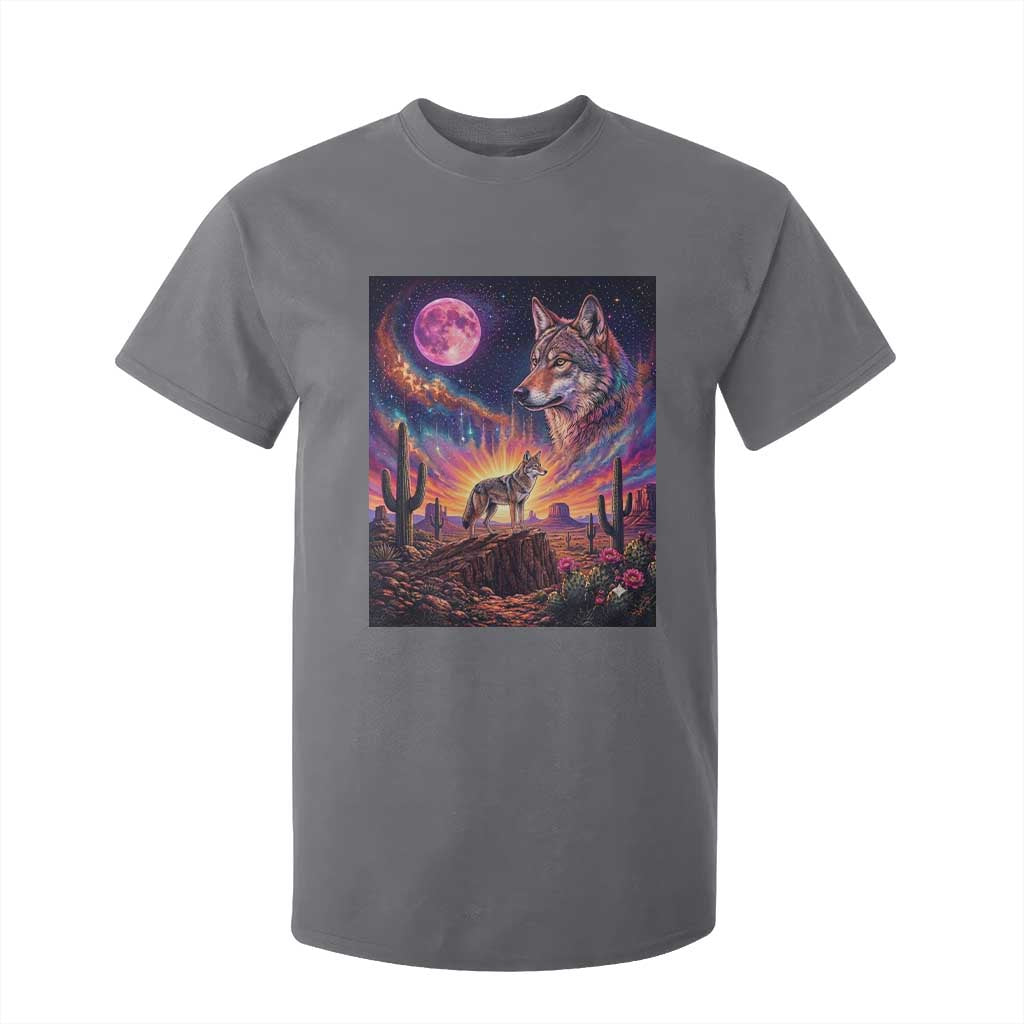 Arizona Coyote Vintage Desert Moon Retro Cactus T Shirt For Kid Southwest Wildlife Western Adventure Graphic