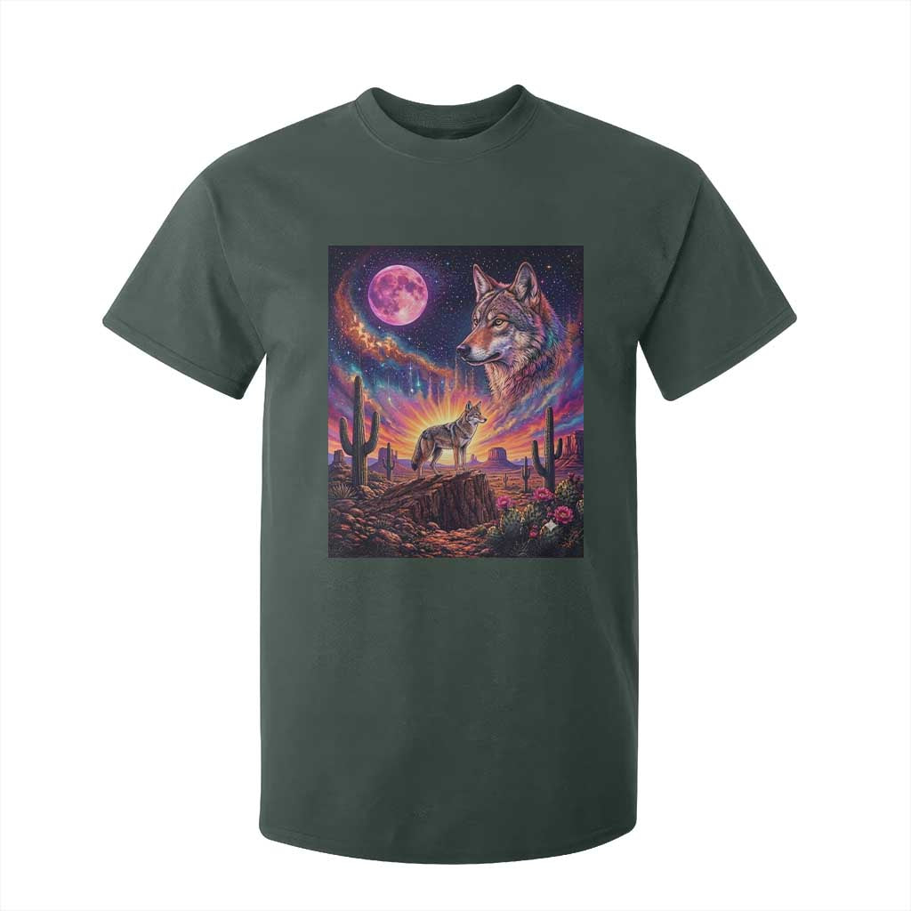Arizona Coyote Vintage Desert Moon Retro Cactus T Shirt For Kid Southwest Wildlife Western Adventure Graphic