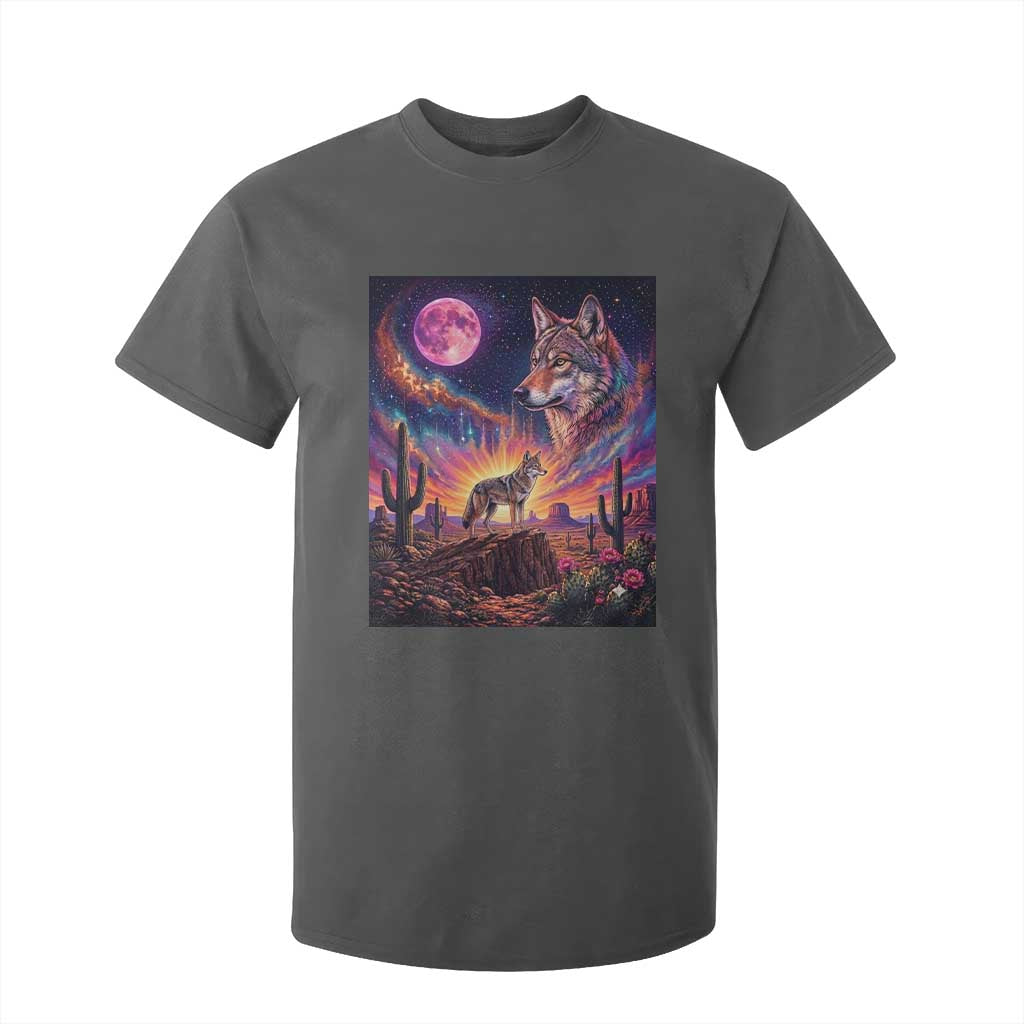 Arizona Coyote Vintage Desert Moon Retro Cactus T Shirt For Kid Southwest Wildlife Western Adventure Graphic