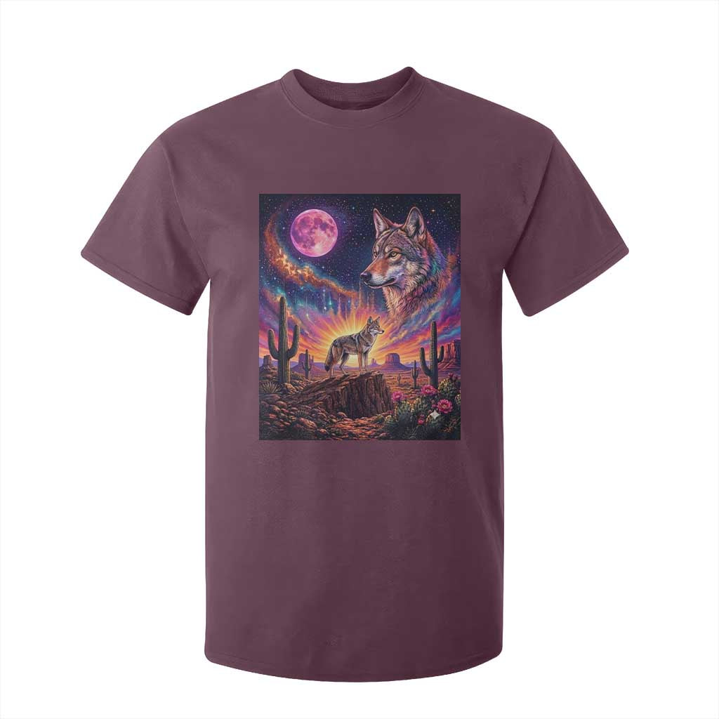 Arizona Coyote Vintage Desert Moon Retro Cactus T Shirt For Kid Southwest Wildlife Western Adventure Graphic