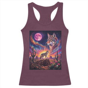 Arizona Coyote Vintage Desert Moon Retro Cactus Racerback Tank Top Southwest Wildlife Western Adventure Graphic