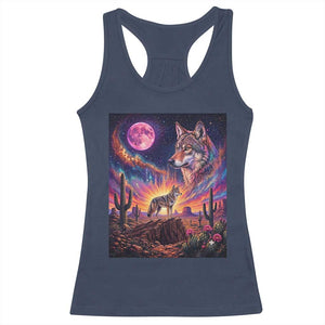 Arizona Coyote Vintage Desert Moon Retro Cactus Racerback Tank Top Southwest Wildlife Western Adventure Graphic