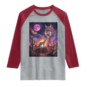 Arizona Coyote Vintage Desert Moon Retro Cactus Raglan Shirt Southwest Wildlife Western Adventure Graphic