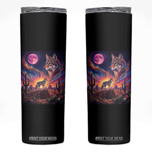 Arizona Coyote Vintage Desert Moon Retro Cactus Skinny Tumbler Southwest Wildlife Western Adventure Graphic