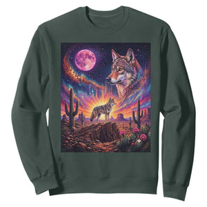 Arizona Coyote Vintage Desert Moon Retro Cactus Sweatshirt Southwest Wildlife Western Adventure Graphic