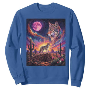 Arizona Coyote Vintage Desert Moon Retro Cactus Sweatshirt Southwest Wildlife Western Adventure Graphic