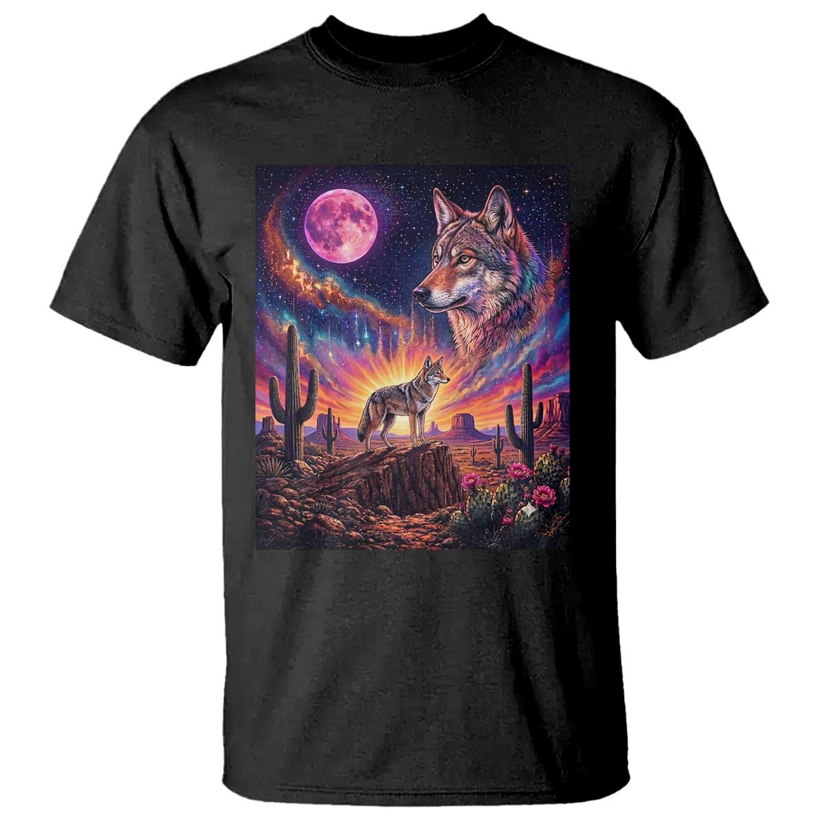 Arizona Coyote Vintage Desert Moon Retro Cactus T Shirt Southwest Wildlife Western Adventure Graphic