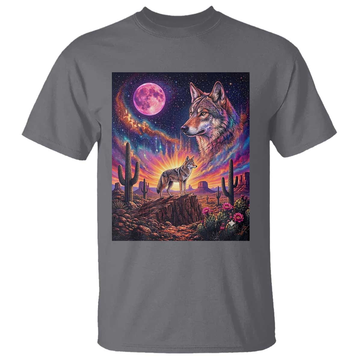 Arizona Coyote Vintage Desert Moon Retro Cactus T Shirt Southwest Wildlife Western Adventure Graphic