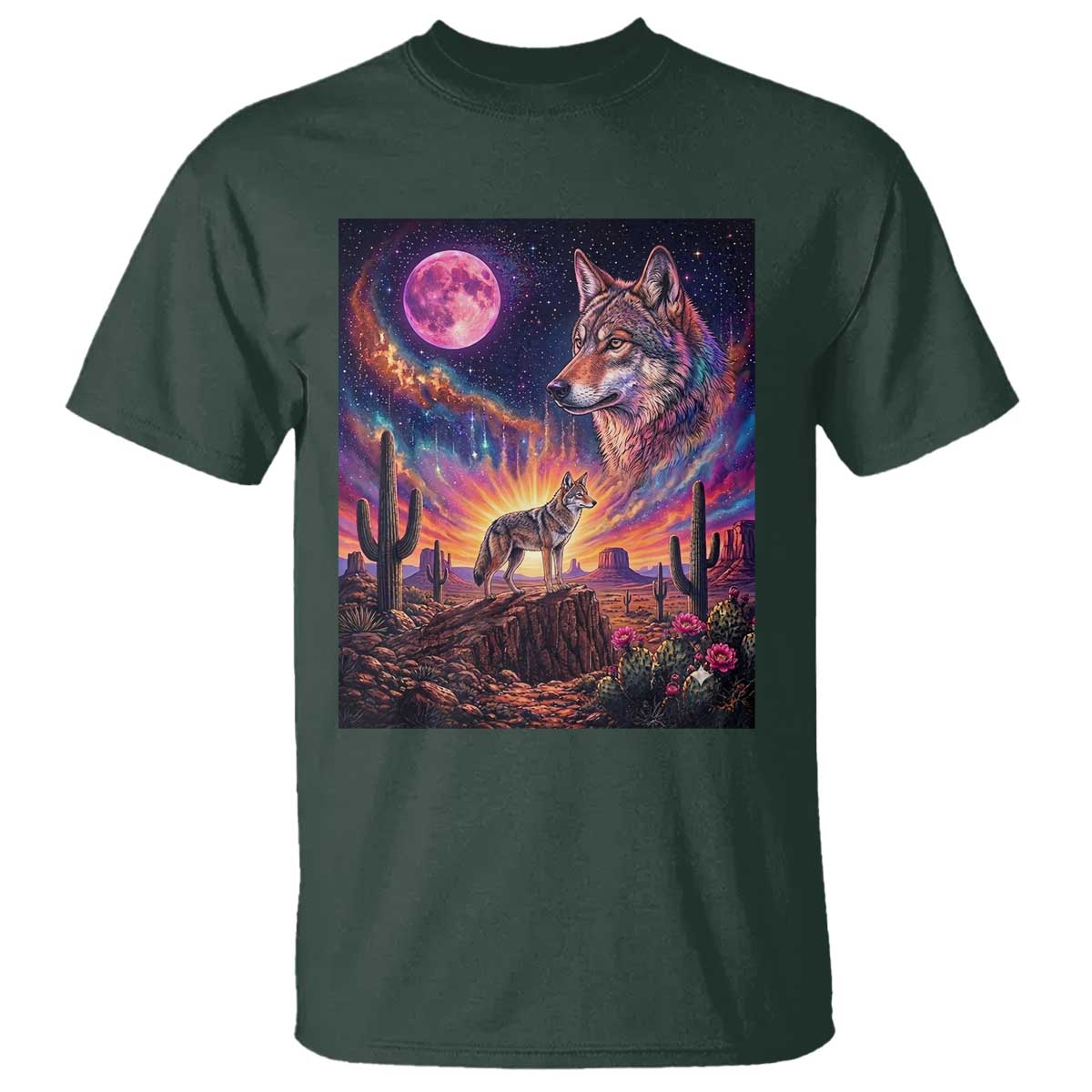 Arizona Coyote Vintage Desert Moon Retro Cactus T Shirt Southwest Wildlife Western Adventure Graphic
