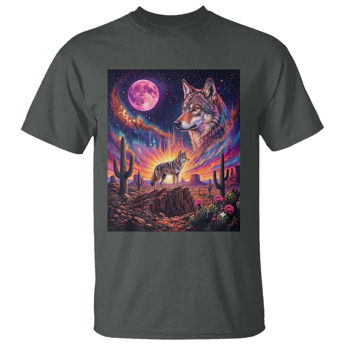 Arizona Coyote Vintage Desert Moon Retro Cactus T Shirt Southwest Wildlife Western Adventure Graphic