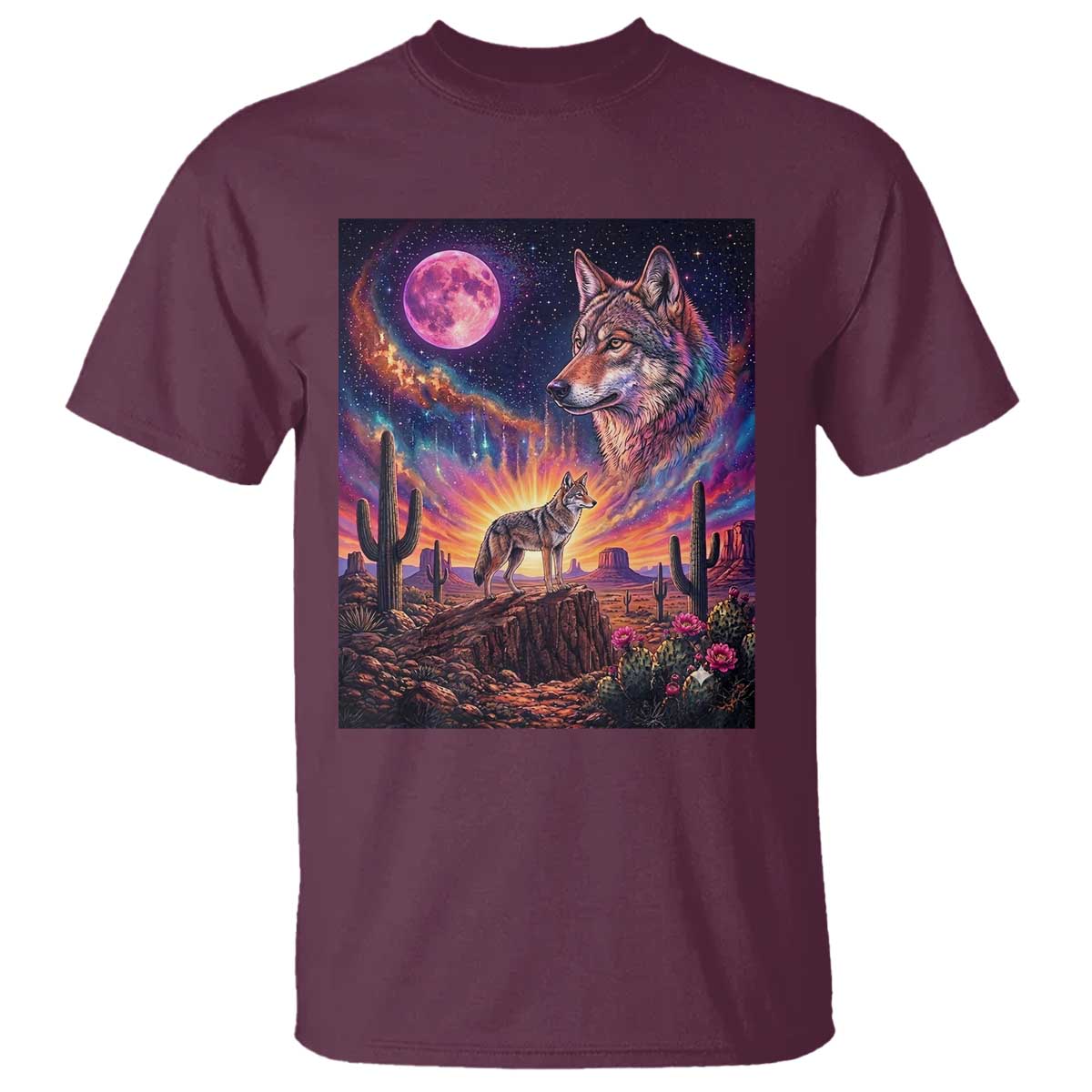 Arizona Coyote Vintage Desert Moon Retro Cactus T Shirt Southwest Wildlife Western Adventure Graphic