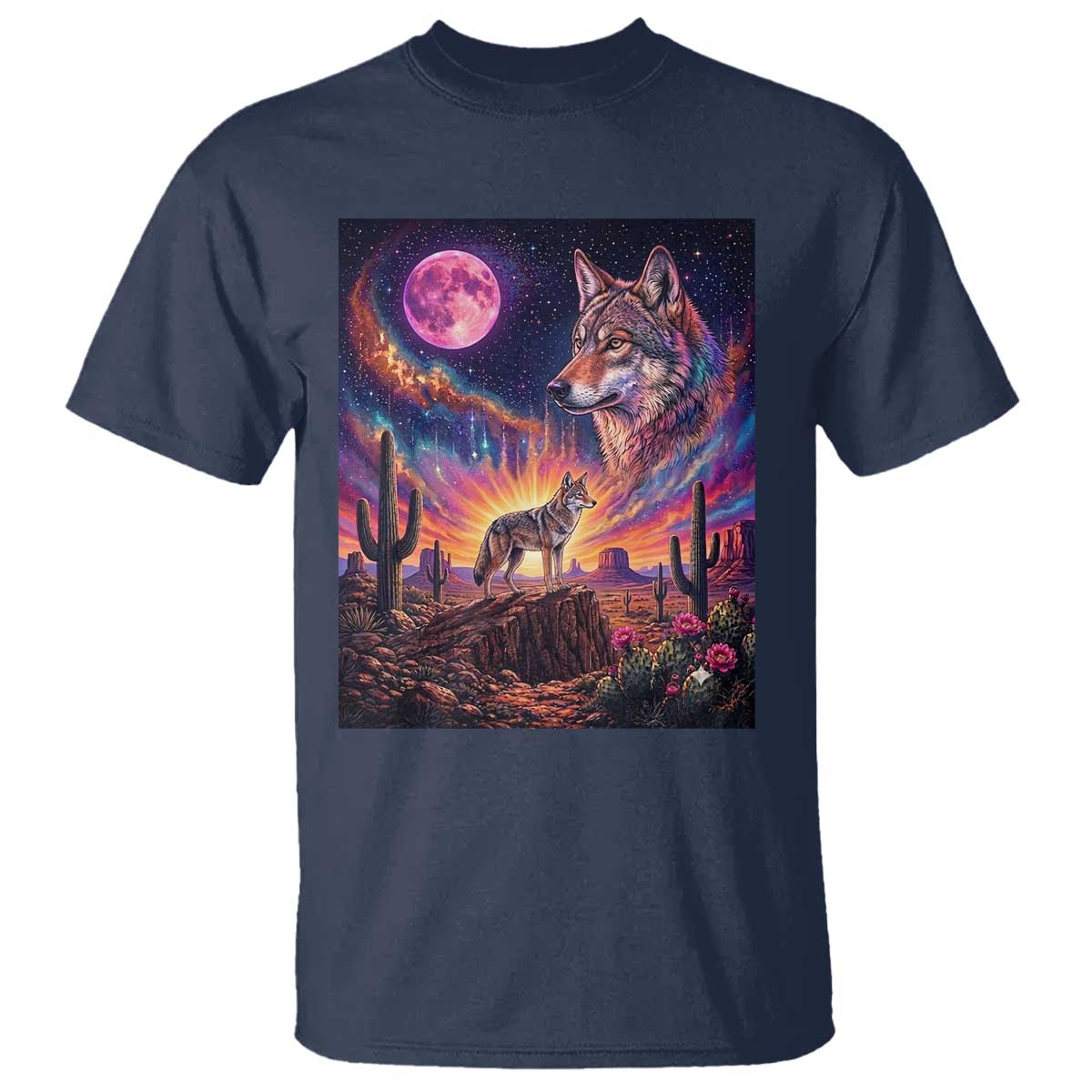 Arizona Coyote Vintage Desert Moon Retro Cactus T Shirt Southwest Wildlife Western Adventure Graphic