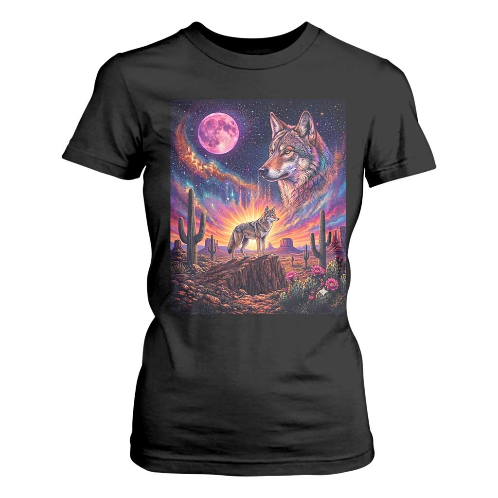 Arizona Coyote Vintage Desert Moon Retro Cactus T Shirt For Women Southwest Wildlife Western Adventure Graphic