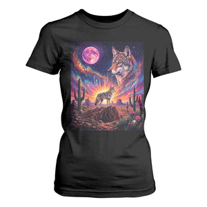 Arizona Coyote Vintage Desert Moon Retro Cactus T Shirt For Women Southwest Wildlife Western Adventure Graphic