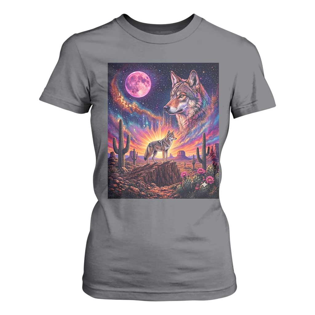 Arizona Coyote Vintage Desert Moon Retro Cactus T Shirt For Women Southwest Wildlife Western Adventure Graphic