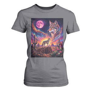 Arizona Coyote Vintage Desert Moon Retro Cactus T Shirt For Women Southwest Wildlife Western Adventure Graphic