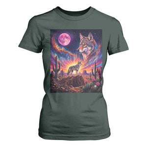 Arizona Coyote Vintage Desert Moon Retro Cactus T Shirt For Women Southwest Wildlife Western Adventure Graphic