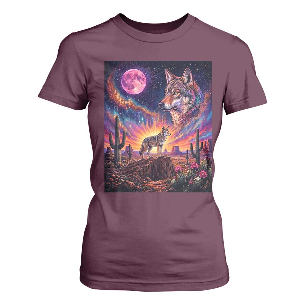 Arizona Coyote Vintage Desert Moon Retro Cactus T Shirt For Women Southwest Wildlife Western Adventure Graphic