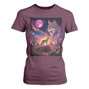 Arizona Coyote Vintage Desert Moon Retro Cactus T Shirt For Women Southwest Wildlife Western Adventure Graphic