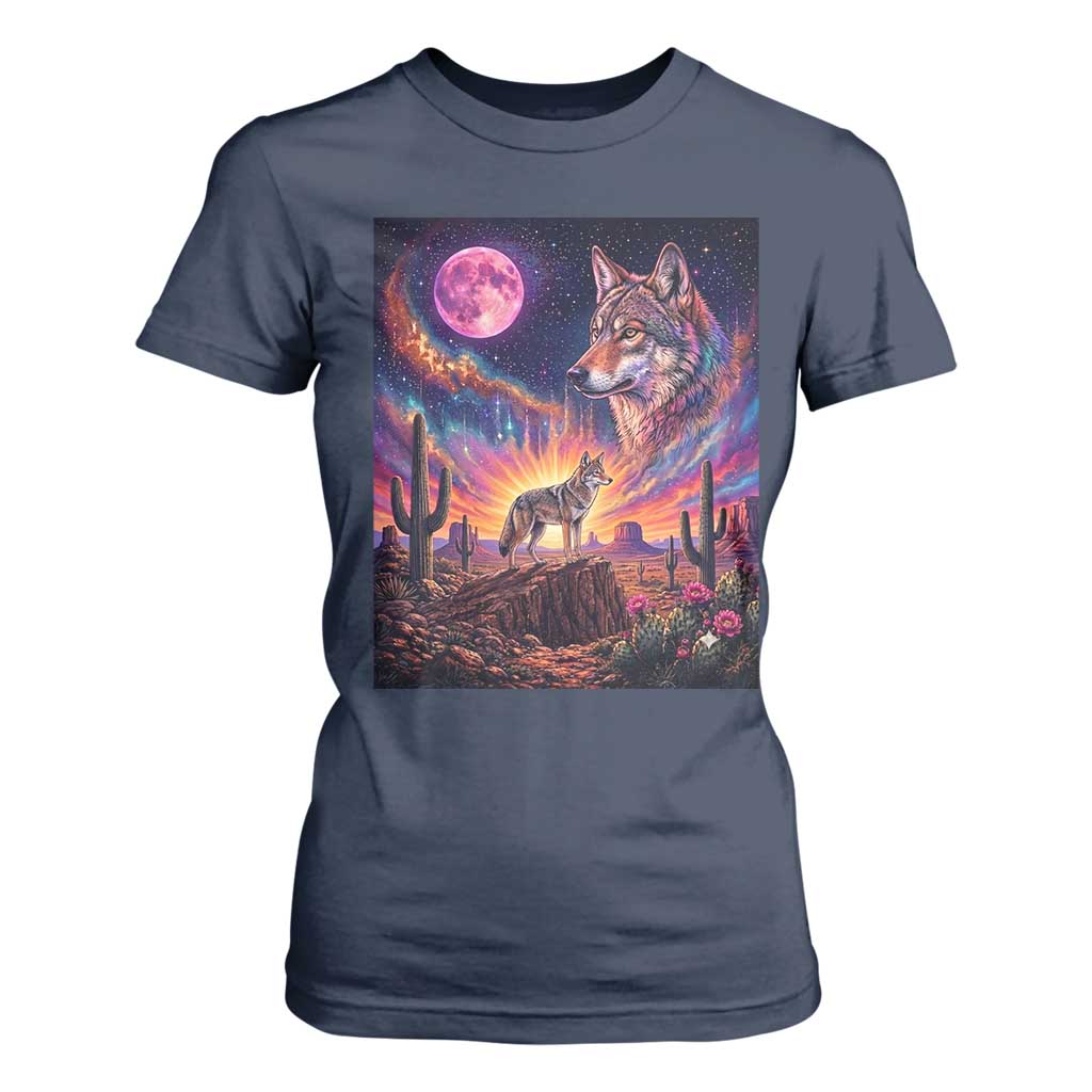 Arizona Coyote Vintage Desert Moon Retro Cactus T Shirt For Women Southwest Wildlife Western Adventure Graphic