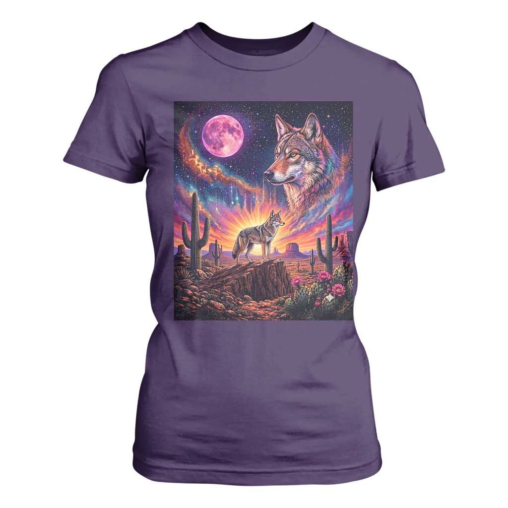 Arizona Coyote Vintage Desert Moon Retro Cactus T Shirt For Women Southwest Wildlife Western Adventure Graphic