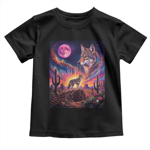 Arizona Coyote Vintage Desert Moon Retro Cactus Toddler T Shirt Southwest Wildlife Western Adventure Graphic