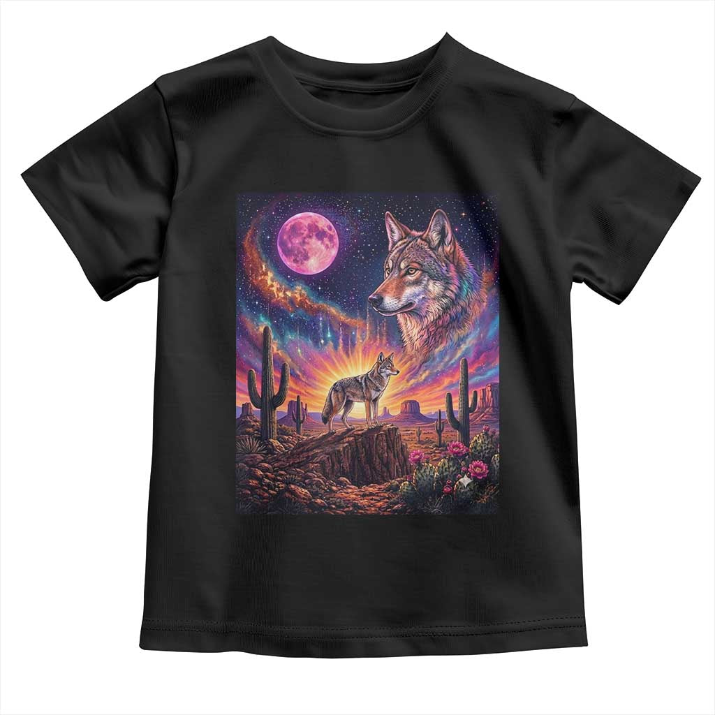 Arizona Coyote Vintage Desert Moon Retro Cactus Toddler T Shirt Southwest Wildlife Western Adventure Graphic TS14 Black Print Your Wear