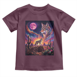 Arizona Coyote Vintage Desert Moon Retro Cactus Toddler T Shirt Southwest Wildlife Western Adventure Graphic