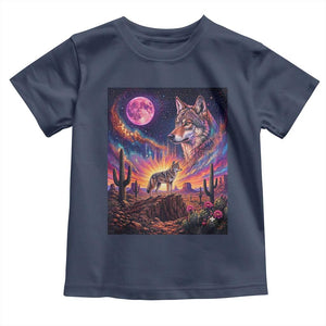 Arizona Coyote Vintage Desert Moon Retro Cactus Toddler T Shirt Southwest Wildlife Western Adventure Graphic