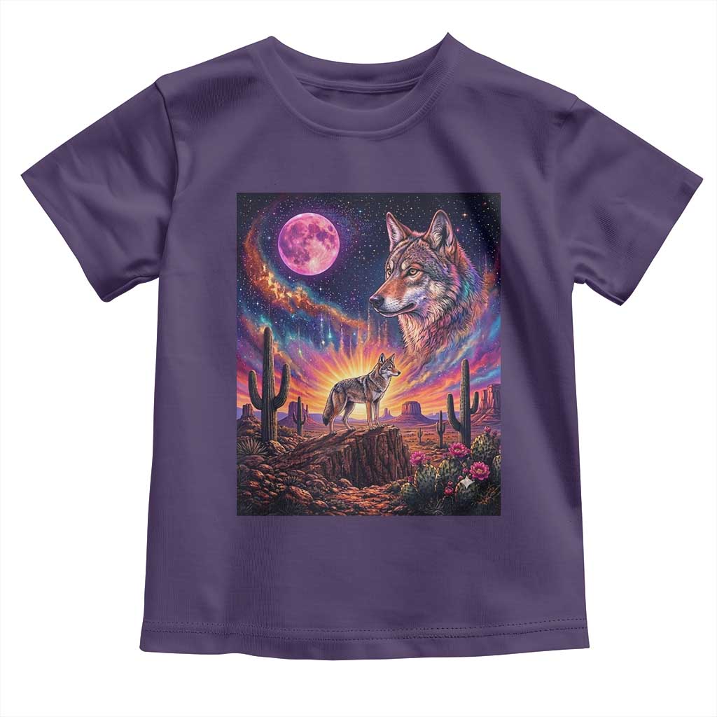 Arizona Coyote Vintage Desert Moon Retro Cactus Toddler T Shirt Southwest Wildlife Western Adventure Graphic