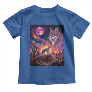 Arizona Coyote Vintage Desert Moon Retro Cactus Toddler T Shirt Southwest Wildlife Western Adventure Graphic