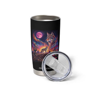 Arizona Coyote Vintage Desert Moon Retro Cactus Tumbler Cup Southwest Wildlife Western Adventure Graphic