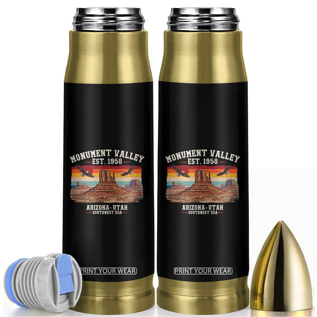 Retro Monument Valley Arizona Utah Sunset Established 1958 Bullet Tumbler Southwest Desert Eagle Road Trip Nature Souvenir TS14 Black Print Your Wear