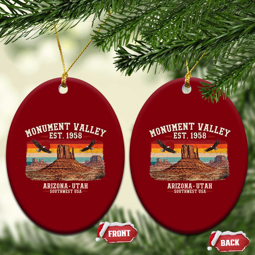 Retro Monument Valley Arizona Utah Sunset Established 1958 Ceramic Ornament Southwest Desert Eagle Road Trip Nature Souvenir