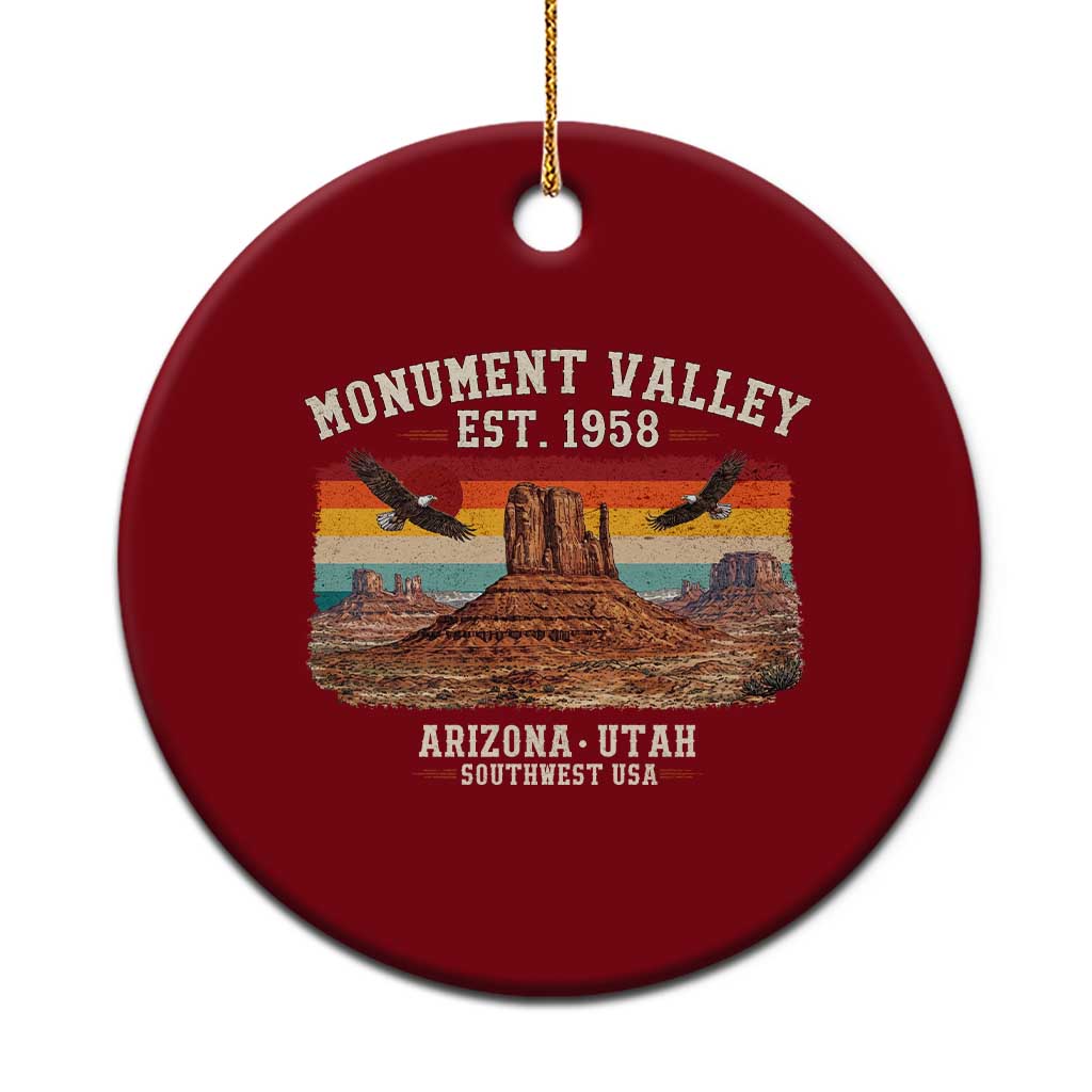 Retro Monument Valley Arizona Utah Sunset Established 1958 Ceramic Ornament Southwest Desert Eagle Road Trip Nature Souvenir TS14 1pc Red Print Your Wear
