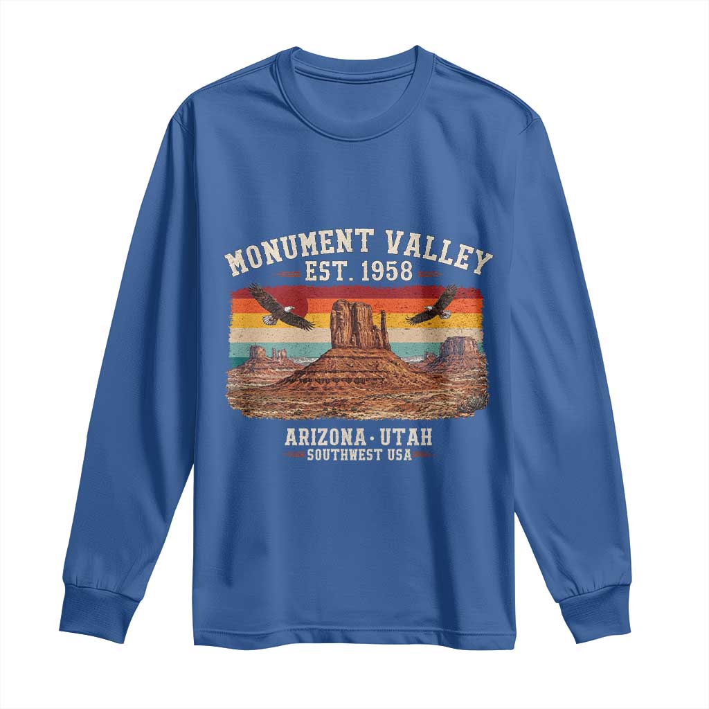 Retro Monument Valley Arizona Utah Sunset Established 1958 Long Sleeve Shirt Southwest Desert Eagle Road Trip Nature Souvenir