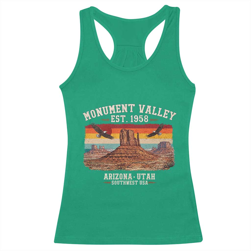 Retro Monument Valley Arizona Utah Sunset Established 1958 Racerback Tank Top Southwest Desert Eagle Road Trip Nature Souvenir