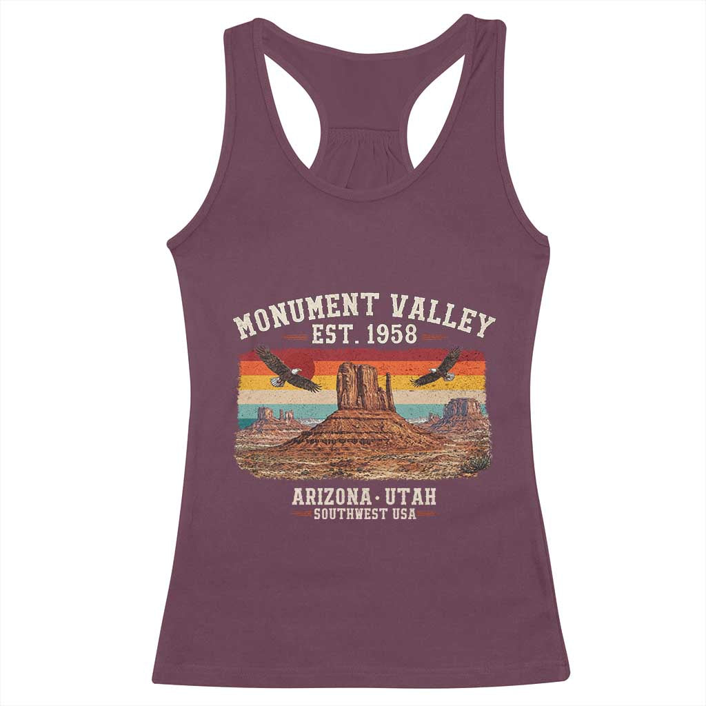 Retro Monument Valley Arizona Utah Sunset Established 1958 Racerback Tank Top Southwest Desert Eagle Road Trip Nature Souvenir