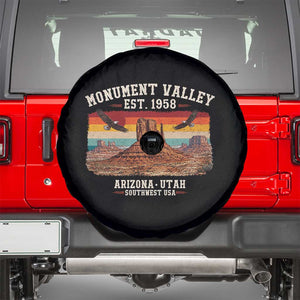 Retro Monument Valley Arizona Utah Sunset Established 1958 Spare Tire Cover Southwest Desert Eagle Road Trip Nature Souvenir TS14 Black Print Your Wear