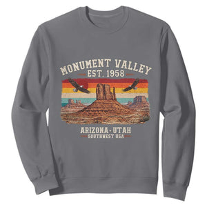 Retro Monument Valley Arizona Utah Sunset Established 1958 Sweatshirt Southwest Desert Eagle Road Trip Nature Souvenir
