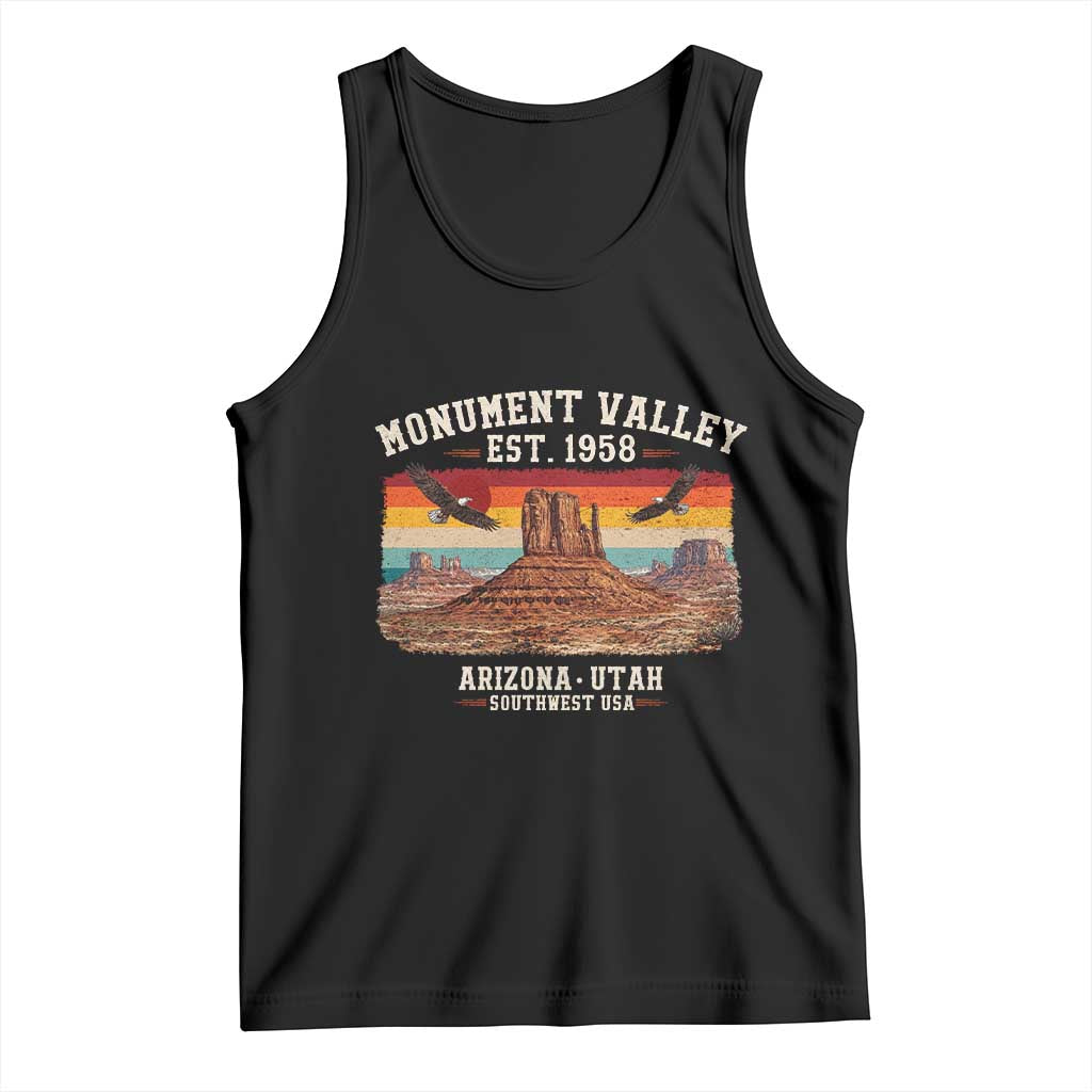 Retro Monument Valley Arizona Utah Sunset Established 1958 Tank Top Southwest Desert Eagle Road Trip Nature Souvenir