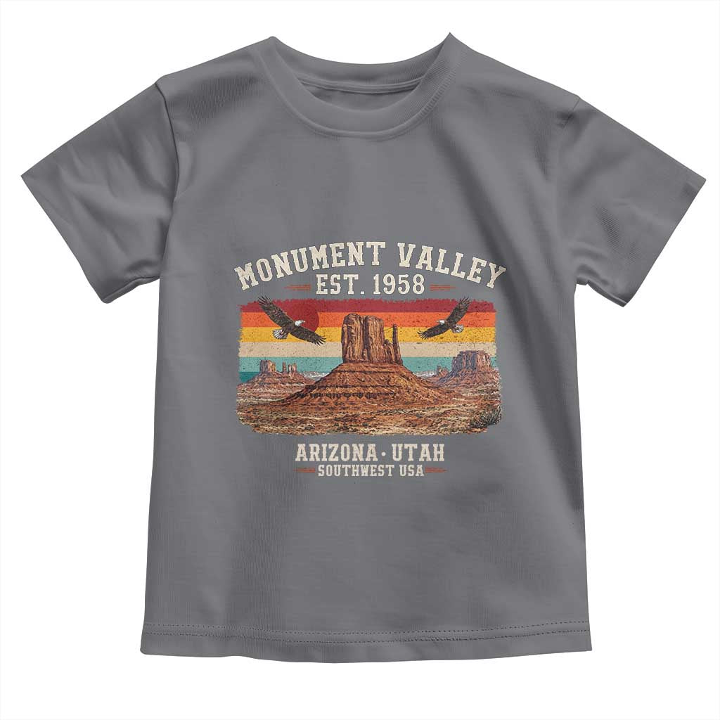 Retro Monument Valley Arizona Utah Sunset Established 1958 Toddler T Shirt Southwest Desert Eagle Road Trip Nature Souvenir