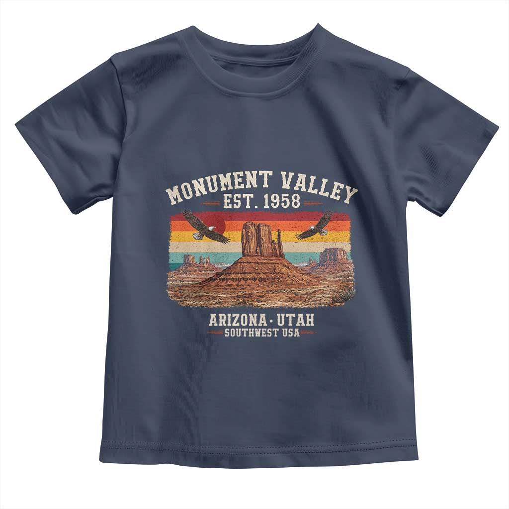 Retro Monument Valley Arizona Utah Sunset Established 1958 Toddler T Shirt Southwest Desert Eagle Road Trip Nature Souvenir