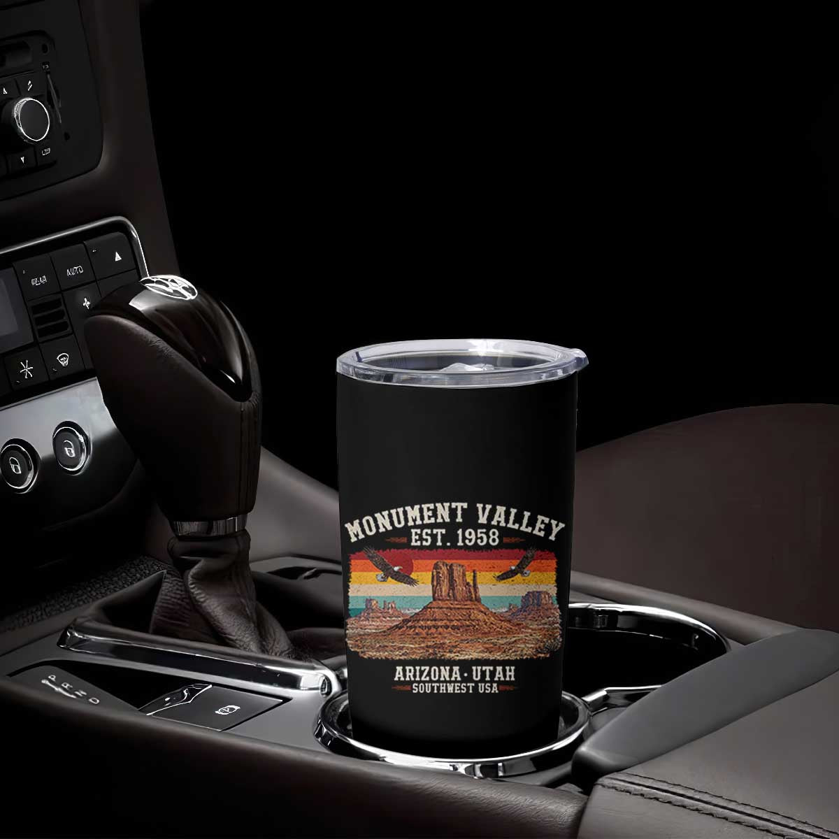 Retro Monument Valley Arizona Utah Sunset Established 1958 Tumbler Cup Southwest Desert Eagle Road Trip Nature Souvenir