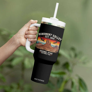 Retro Monument Valley Arizona Utah Sunset Established 1958 Tumbler With Handle Southwest Desert Eagle Road Trip Nature Souvenir