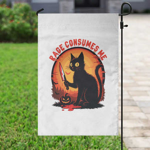 Funny Black Cat Halloween Funny Black Cat Murderous Cat With Knife Garden Flag Rage Is Consuming Me TS14 Print Your Wear