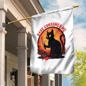Funny Black Cat Halloween Funny Black Cat Murderous Cat With Knife Garden Flag Rage Is Consuming Me TS14 Print Your Wear