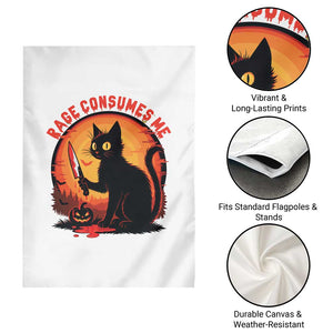 Funny Black Cat Halloween Funny Black Cat Murderous Cat With Knife Garden Flag Rage Is Consuming Me TS14 Print Your Wear