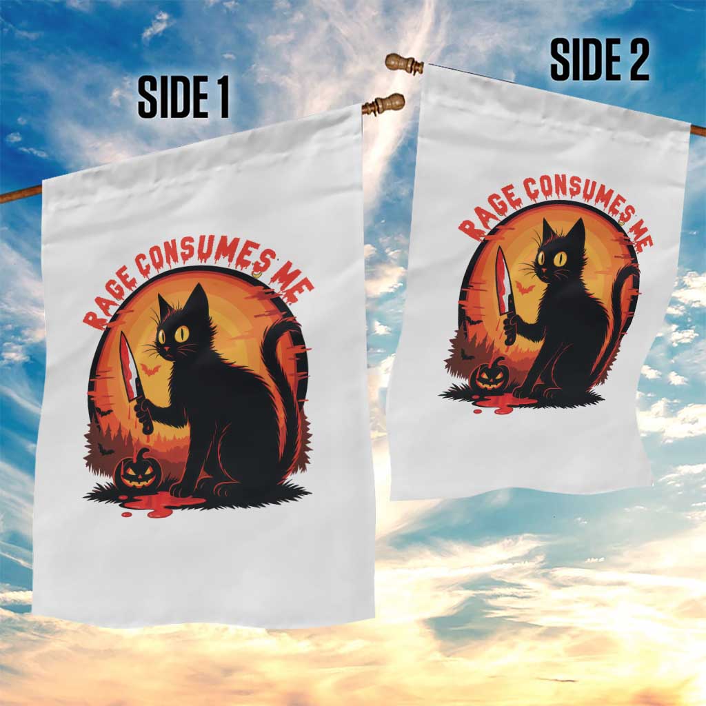 Funny Black Cat Halloween Funny Black Cat Murderous Cat With Knife Garden Flag Rage Is Consuming Me TS14 Print Your Wear